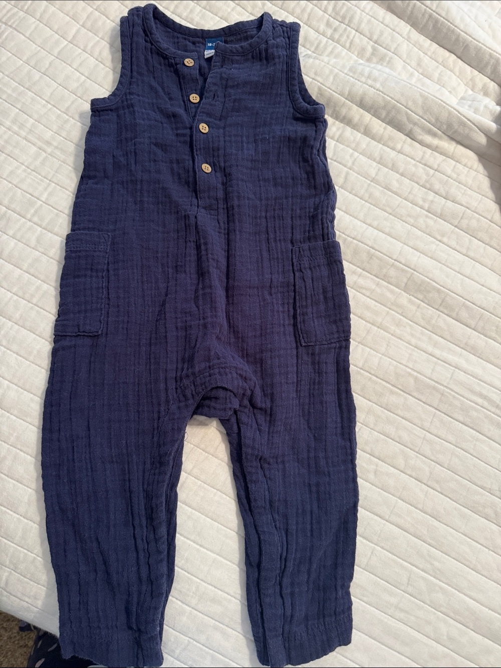 Old Navy Navy Sleeveless Cotton Gauze Romper with Pockets